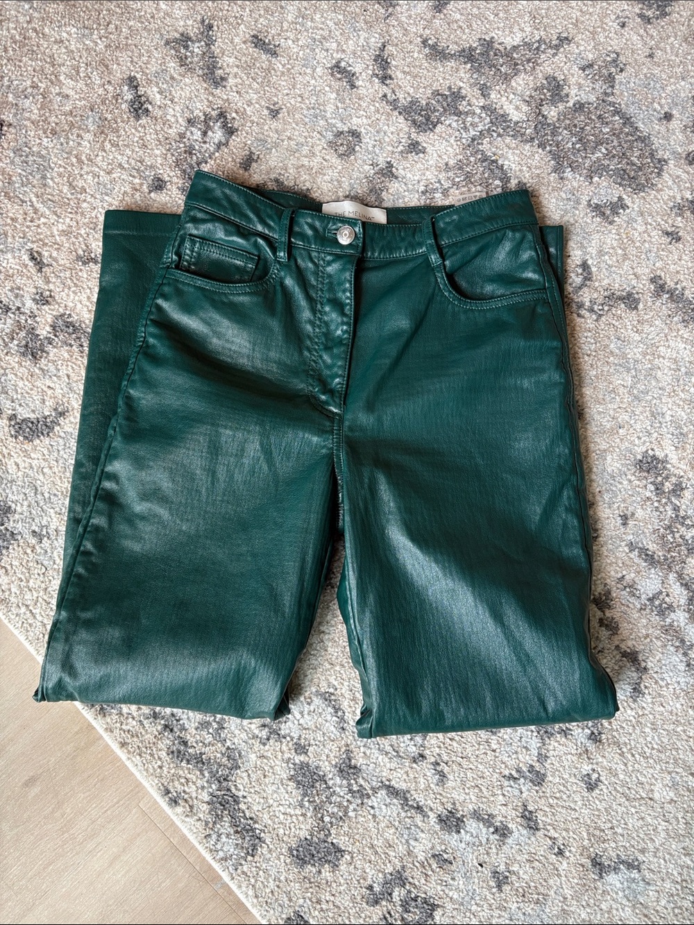 Wilfred Forest Green Faux Leather Pants - slim fit